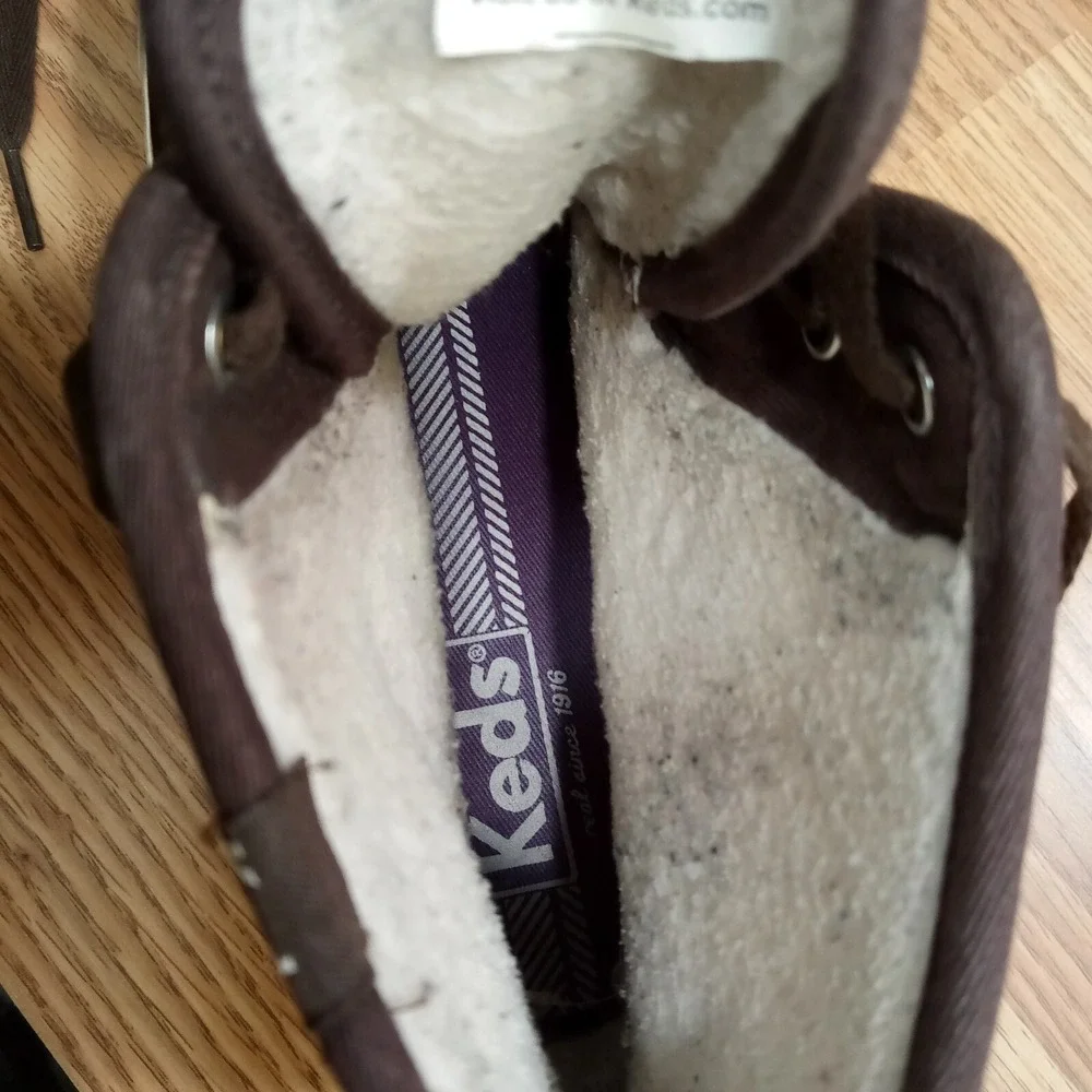 Keds Suede High Top Womens Sz 9 EU 40‎ Brown Lace Up Shoe Sneaker Faux Fur Lined
